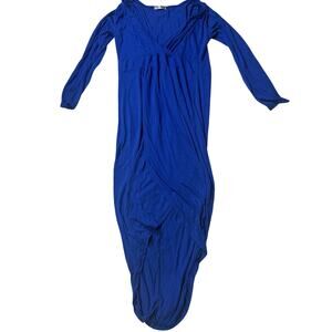 Acesnug Blue Long Sleeve Deep V Stretch Maxi Dress Size XL